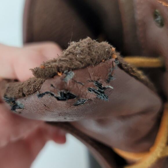 Sperry Duck Boots Girls 4 Topsides Saltwater Brown Leather Side Zip YG55362 - Picture 12 of 14